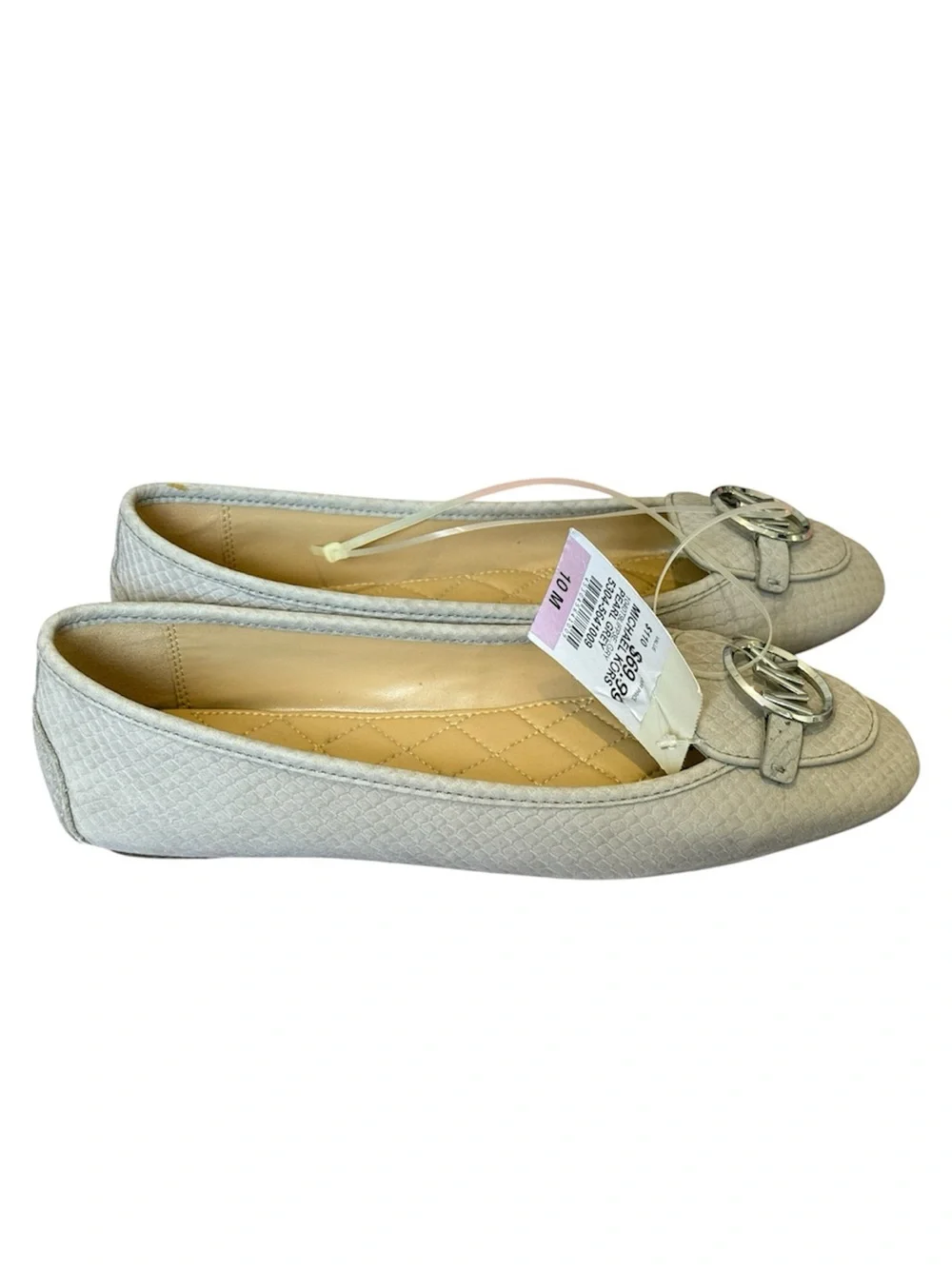 Michael Kors White Quilted MK Logo Slip-On Flats
